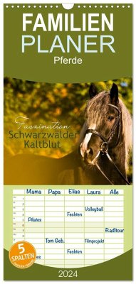 Familienplaner 2024 - Faszination Schwarzwälder Kaltblut mit 5 Spalten (Wandkalender, 21 x 45 cm) CALVENDO