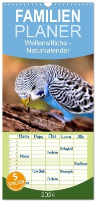 Familienplaner 2024 - Wellensittiche - Naturkalender mit 5 Spalten (Wandkalender, 21 x 45 cm) CALVENDO
