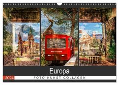 Europa Foto-Kunst Collagen (Wandkalender 2024 DIN A3 quer), CALVENDO Monatskalender