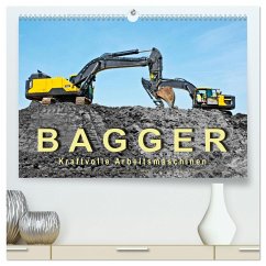 Bagger - kraftvolle Arbeitsmaschinen (hochwertiger Premium Wandkalender 2024 DIN A2 quer), Kunstdruck in Hochglanz