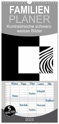 Familienplaner 2024 - Kontrastreiche schwarz-weisse Bilder mit 5 Spalten (Wandkalender, 21 x 45 cm) CALVENDO