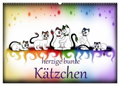 herzige bunte Kätzchen (Wandkalender 2024 DIN A2 quer), CALVENDO Monatskalender