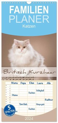 Familienplaner 2024 - Die Britisch Kurzhaar Katze mit 5 Spalten (Wandkalender, 21 x 45 cm) CALVENDO - Bildarchiv, Trio