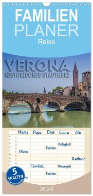 Familienplaner 2024 - VERONA Historisches Stadtherz mit 5 Spalten (Wandkalender, 21 x 45 cm) CALVENDO