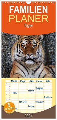 Familienplaner 2024 - Tiger mit 5 Spalten (Wandkalender, 21 x 45 cm) CALVENDO