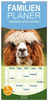 Familienplaner 2024 - Alpakas und Lamas mit 5 Spalten (Wandkalender, 21 x 45 cm) CALVENDO