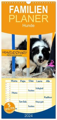 Familienplaner 2024 - HUNDESPORT - Agility und Dog Frisbee mit 5 Spalten (Wandkalender, 21 x 45 cm) CALVENDO