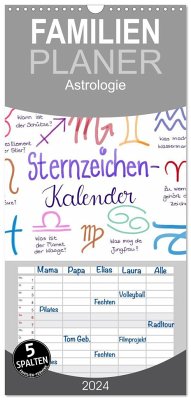 Familienplaner 2024 - Sternzeichen-Kalender mit 5 Spalten (Wandkalender, 21 x 45 cm) CALVENDO