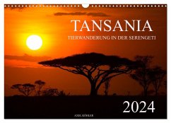 Tansania - Tierwanderung in der Serengeti (Wandkalender 2024 DIN A3 quer), CALVENDO Monatskalender - Köhler, Axel