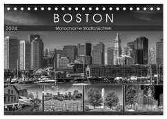 BOSTON Monochrome Stadtansichten (Tischkalender 2024 DIN A5 quer), CALVENDO Monatskalender