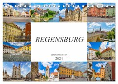 Regensburg Stadtansichten (Tischkalender 2024 DIN A5 quer), CALVENDO Monatskalender