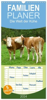 Familienplaner 2024 - Die Welt der Kühe mit 5 Spalten (Wandkalender, 21 x 45 cm) CALVENDO - Kattobello
