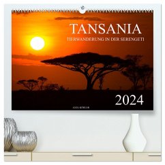 Tansania - Tierwanderung in der Serengeti (hochwertiger Premium Wandkalender 2024 DIN A2 quer), Kunstdruck in Hochglanz