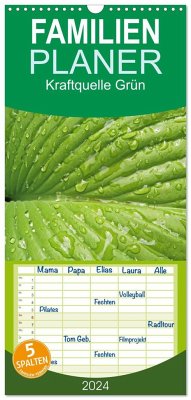 Familienplaner 2024 - Kraftquelle Grün mit 5 Spalten (Wandkalender, 21 x 45 cm) CALVENDO