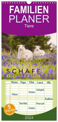 Familienplaner 2024 - Schafe - Weich und wollig mit 5 Spalten (Wandkalender, 21 x 45 cm) CALVENDO