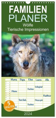 Familienplaner 2024 - Wölfe - Tierische Impressionen mit 5 Spalten (Wandkalender, 21 x 45 cm) CALVENDO