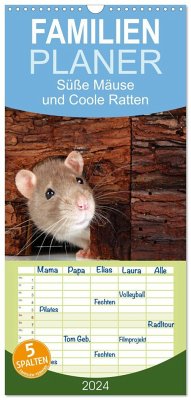 Familienplaner 2024 - Süße Mäuse und Coole Ratten mit 5 Spalten (Wandkalender, 21 x 45 cm) CALVENDO