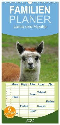 Familienplaner 2024 - Lama und Alpaka mit 5 Spalten (Wandkalender, 21 x 45 cm) CALVENDO