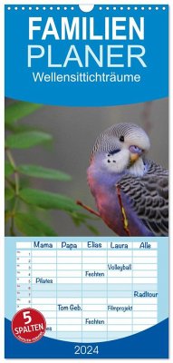 Familienplaner 2024 - Wellensittichträume - Der neue Wellensittich-Naturkalender mit 5 Spalten (Wandkalender, 21 x 45 cm) CALVENDO