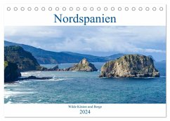 Nordspanien - Wilde Küsten und Berge (Tischkalender 2024 DIN A5 quer), CALVENDO Monatskalender