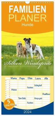 Familienplaner 2024 - Silken Windsprite - Mit Merlin und Calisto durch´s Jahr 2024 mit 5 Spalten (Wandkalender, 21 x 45 cm) CALVENDO - Müller - GoldenMerlo.de, Maike
