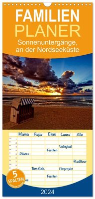 Familienplaner 2024 - Sonnenuntergänge, an der Nordseeküste vor Cuxhaven mit 5 Spalten (Wandkalender, 21 x 45 cm) CALVENDO