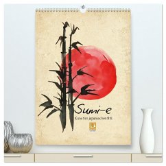 Sumi-e Kunst im japanischen Stil (hochwertiger Premium Wandkalender 2024 DIN A2 hoch), Kunstdruck in Hochglanz