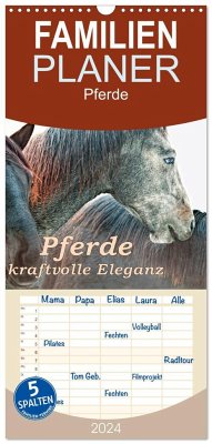 Familienplaner 2024 - Pferde - kraftvolle Eleganz mit 5 Spalten (Wandkalender, 21 x 45 cm) CALVENDO