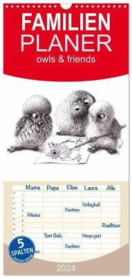 Familienplaner 2024 - owls & friends 2024 mit 5 Spalten (Wandkalender, 21 x 45 cm) CALVENDO