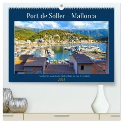 Port de Sóller - Mallorca (hochwertiger Premium Wandkalender 2024 DIN A2 quer), Kunstdruck in Hochglanz