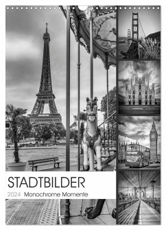 STADTBILDER Monochrome Momente (Wandkalender 2024 DIN A3 hoch), CALVENDO Monatskalender - Viola, Melanie