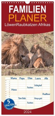 Familienplaner 2024 - Löwen - Raubkatzen Afrikas mit 5 Spalten (Wandkalender, 21 x 45 cm) CALVENDO