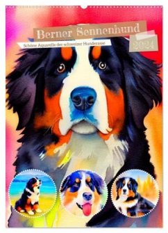 Berner Sennenhund 2024. Schöne Aquarelle der schweizer Hunderasse (Wandkalender 2024 DIN A2 hoch), CALVENDO Monatskalender