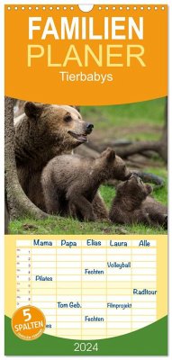 Familienplaner 2024 - Tierbabys 2024 mit 5 Spalten (Wandkalender, 21 x 45 cm) CALVENDO