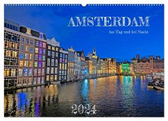Amsterdam am Tag und bei Nacht (Wandkalender 2024 DIN A2 quer), CALVENDO Monatskalender