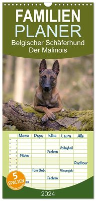 Familienplaner 2024 - Belgischer Schäferhund - Der Malinois mit 5 Spalten (Wandkalender, 21 x 45 cm) CALVENDO - Brandt, Tanja