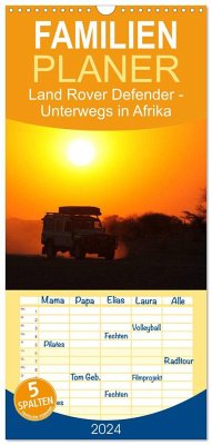 Familienplaner 2024 - Land Rover Defender - Unterwegs in Afrika mit 5 Spalten (Wandkalender, 21 x 45 cm) CALVENDO