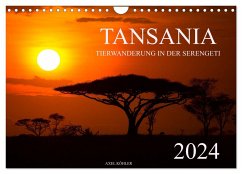 Tansania - Tierwanderung in der Serengeti (Wandkalender 2024 DIN A4 quer), CALVENDO Monatskalender