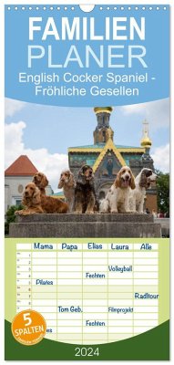 Familienplaner 2024 - English Cocker Spaniel - Fröhliche Gesellen mit 5 Spalten (Wandkalender, 21 x 45 cm) CALVENDO