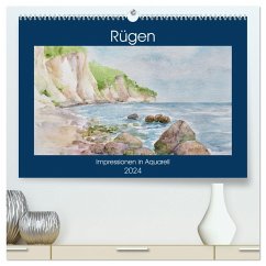 Rügen Impressionen in Aquarell (hochwertiger Premium Wandkalender 2024 DIN A2 quer), Kunstdruck in Hochglanz