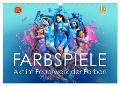 FARBSPIELE - Akt im Feuerwerk der Farben (Wandkalender 2024 DIN A3 quer), CALVENDO Monatskalender - Allgaier (Ullision), Ulrich