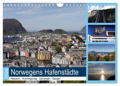 Norwegens Hafenstädte - Alesund - Honningsvag - Geiranger - Bergen (Wandkalender 2024 DIN A4 quer), CALVENDO Monatskalender