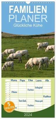 Familienplaner 2024 - Glückliche Kühe mit 5 Spalten (Wandkalender, 21 x 45 cm) CALVENDO