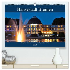 Hansestadt Bremen zur blauen Stunde (hochwertiger Premium Wandkalender 2024 DIN A2 quer), Kunstdruck in Hochglanz