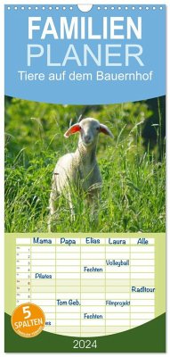 Familienplaner 2024 - Tiere auf dem Bauernhof mit 5 Spalten (Wandkalender, 21 x 45 cm) CALVENDO