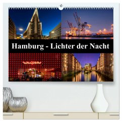 Hamburg - Lichter der Nacht (hochwertiger Premium Wandkalender 2024 DIN A2 quer), Kunstdruck in Hochglanz - Buchspies, Carina
