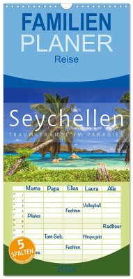 Familienplaner 2024 - Seychellen Traumstrände im Paradies mit 5 Spalten (Wandkalender, 21 x 45 cm) CALVENDO