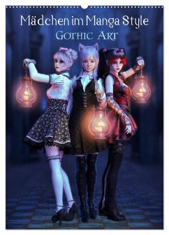 Mädchen im Manga Style (Gothic Art) (Wandkalender 2024 DIN A2 hoch), CALVENDO Monatskalender
