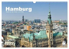 Hamburg Stadt an der Alster und Elbe (Wandkalender 2024 DIN A3 quer), CALVENDO Monatskalender - Voigt, Andreas