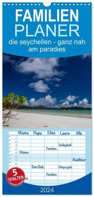 Familienplaner 2024 - die seychellen - ganz nah am paradies mit 5 Spalten (Wandkalender, 21 x 45 cm) CALVENDO